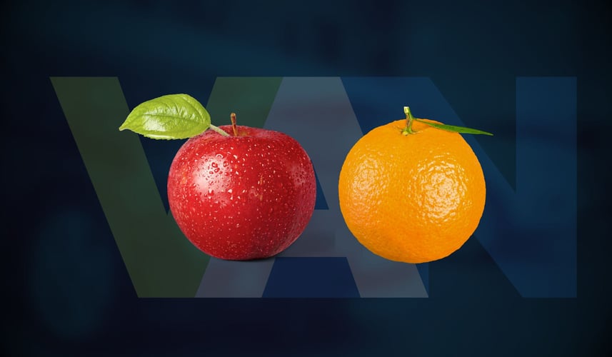 An apple and an orange over the VAN logo: auction vs private seller cost comparison for dealers